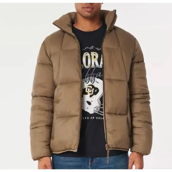 Hollister NWT Men Ultimate Collection Reversible Brown Puffer Jacket size Large - Picture 3 of 12